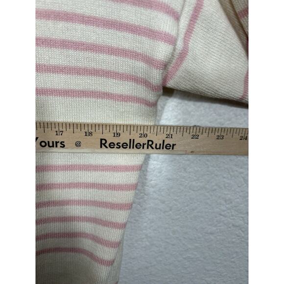 Vintage Andrew St John Sweater Cardigan Size L Pink Striped Acrylic Grandpa Y2K - Picture 7 of 10